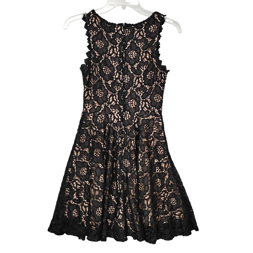City Studio Lace Dress Size 1 Nude Lining Fit and Flare Cut Back Zipper - Picture 5 of 9